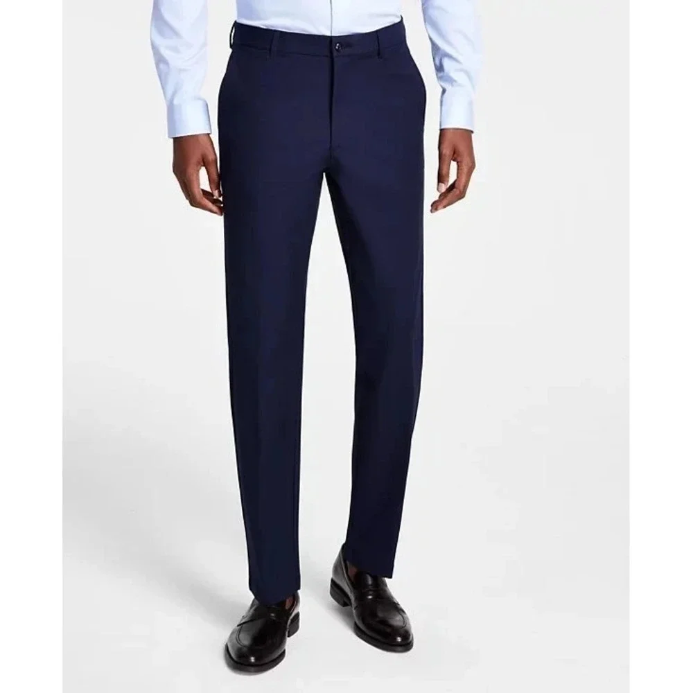 Michael Kors Men's Classic-Fit Cotton-Blend Dress Pants Navy Size 36W 30L